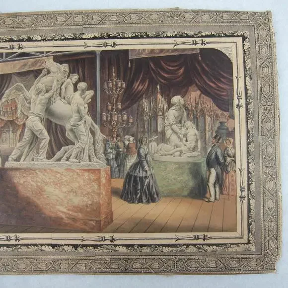 Antique George Baxter Print Great Exhibition 1851 Austria Court RARE